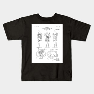 Parachute Pack Patent - Sky Diving Art - Black And White Kids T-Shirt